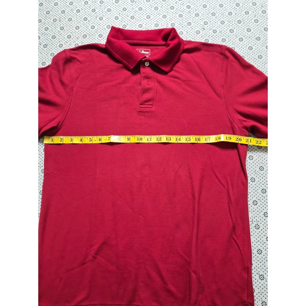 LLBean Mens Long Sleeve Polo‎ Shirt Red Traditional Fit M Reg Cotton - Picture 4 of 6